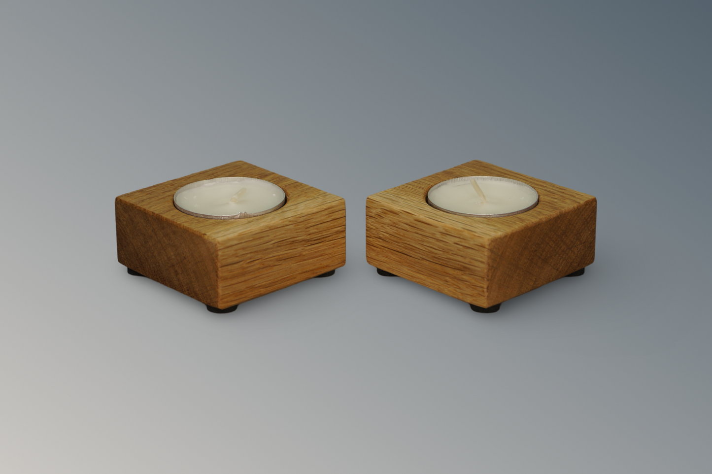2er Set Teelichthalter Eiche