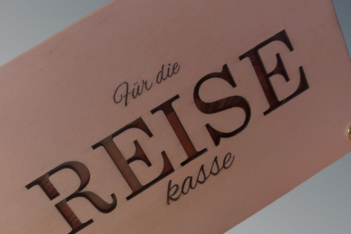 Geldgeschenk-Karte aus Holz – „Für die Reisekasse“