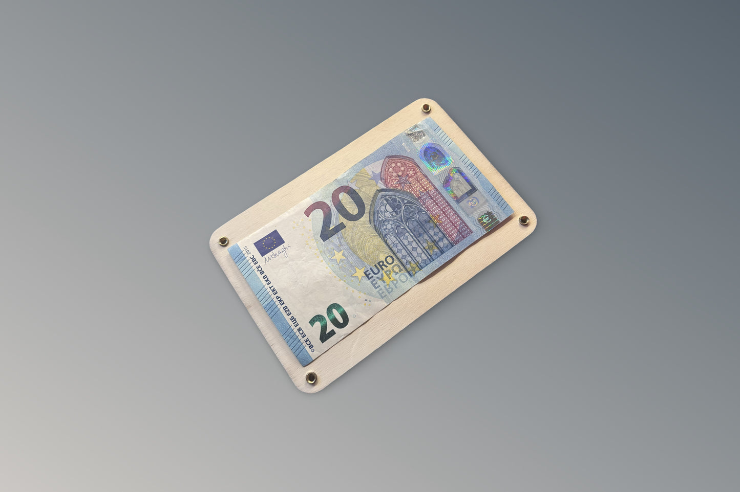 Rückseite Geschenkkarte mit Geldschein