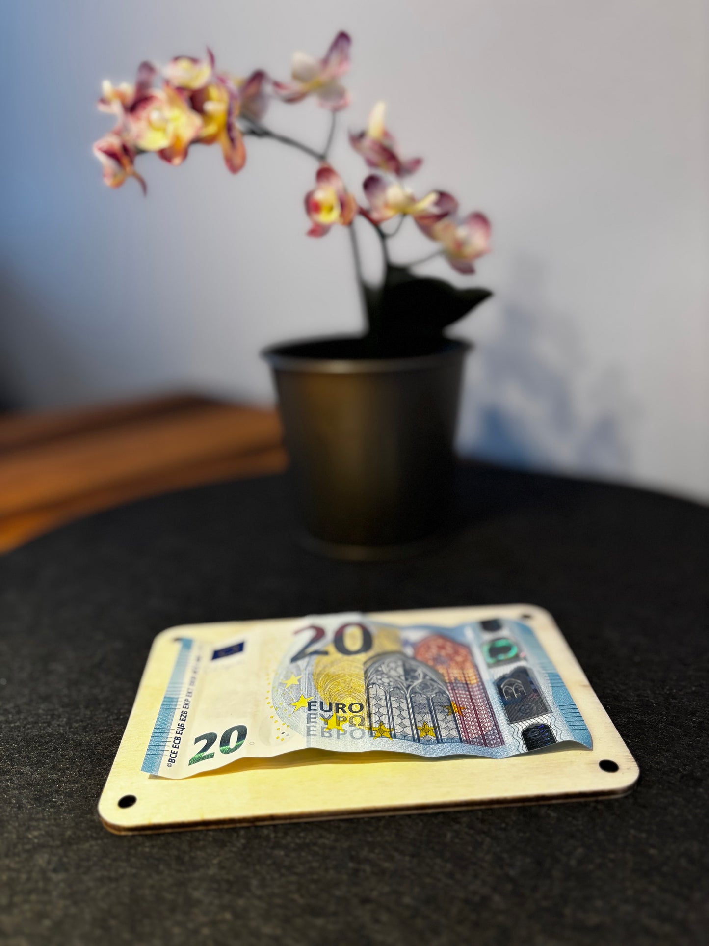 Geldgeschenk-Karte aus Holz – „Für die Reisekasse“