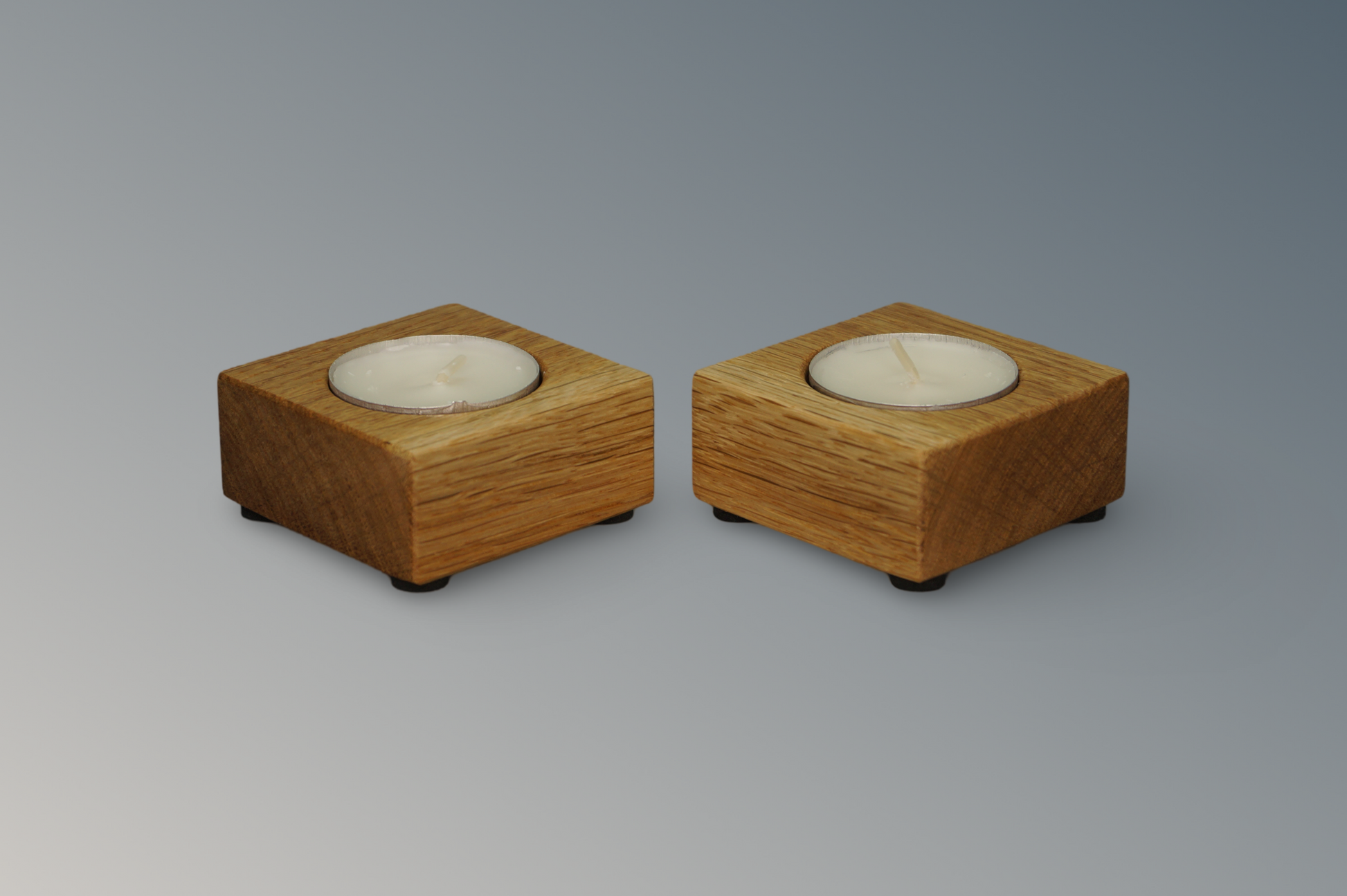 2er Set Teelichthalter Eiche