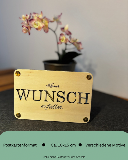 Karte für Geldgeschenke aus Holz – „Kleiner Wunscherfüller“