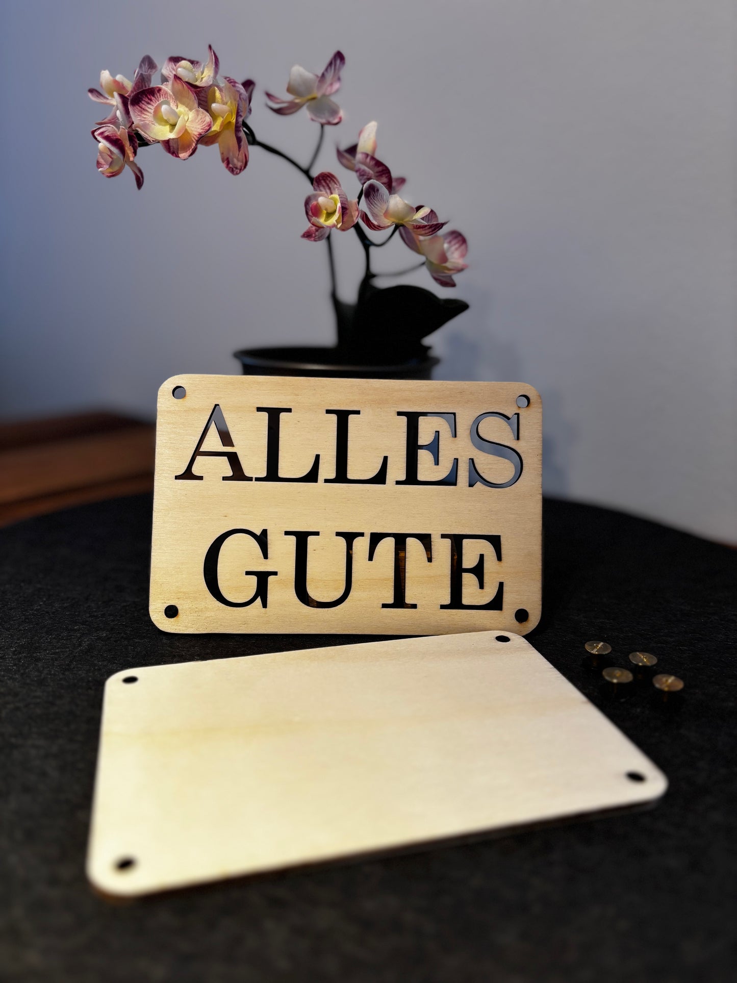 Geldgeschenk-Karte aus Holz – „Alles Gute“