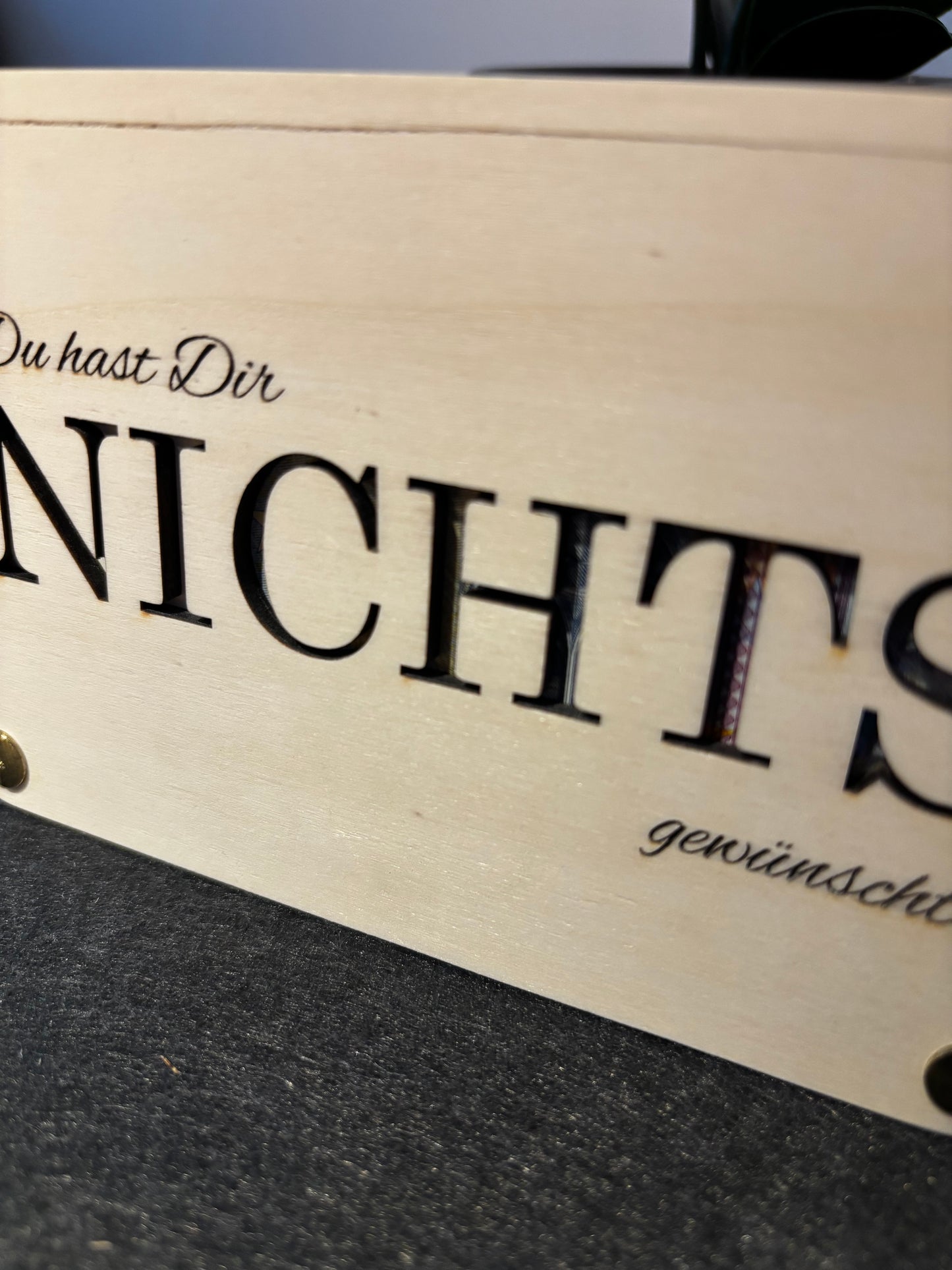 Geldgeschenk-Karte aus Holz – „Du hast Dir Nichts gewünscht“