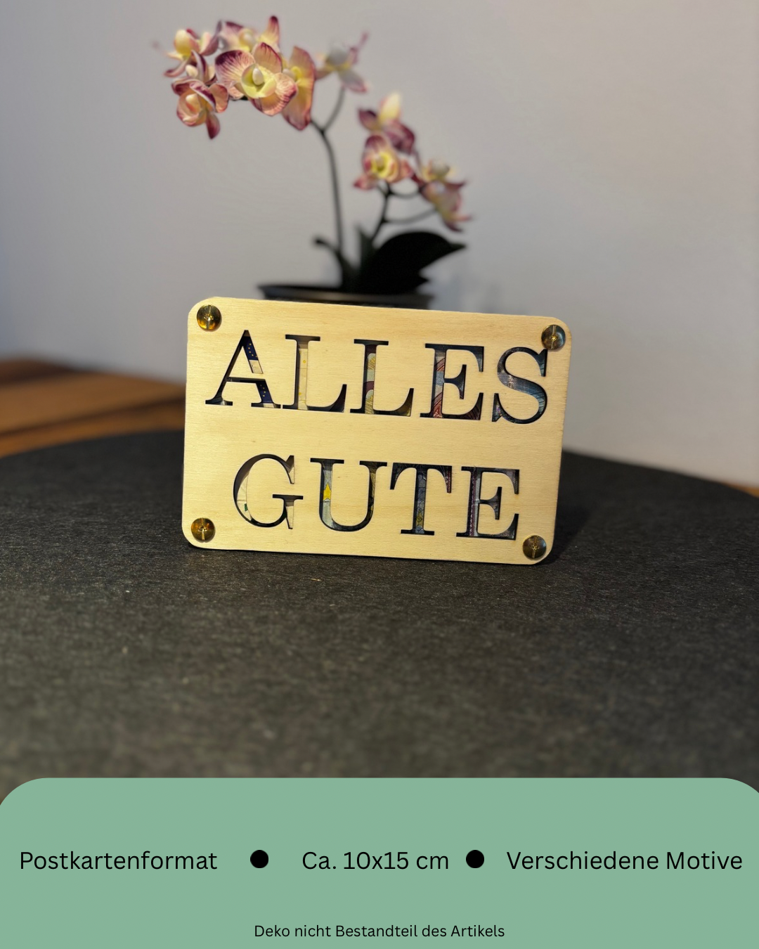 Geldgeschenk-Karte aus Holz – „Alles Gute“