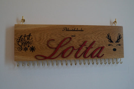 Adventskalender aus Eichenholz personalisiert | Mit Namen & Wunschmotiven