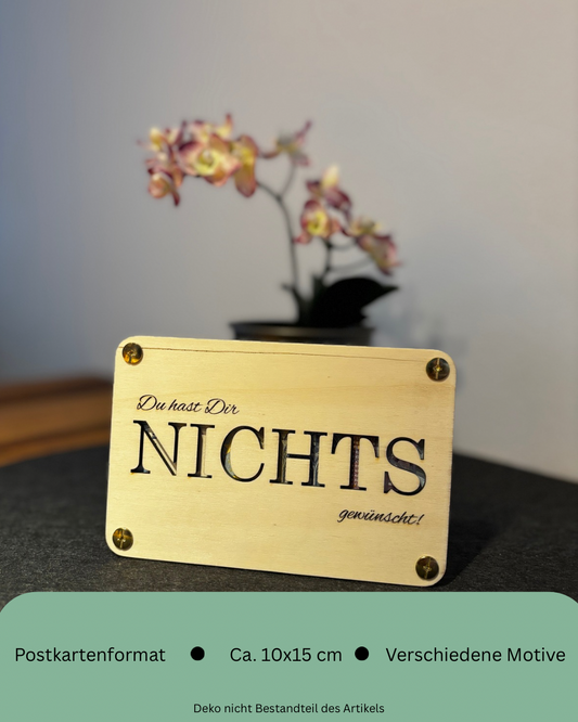 Geldgeschenk-Karte aus Holz – „Du hast Dir Nichts gewünscht“