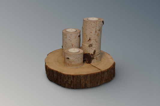 Kerzenhalter auf Baumscheibe